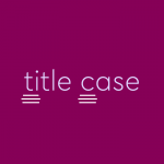 purple background with lighter text "title case"