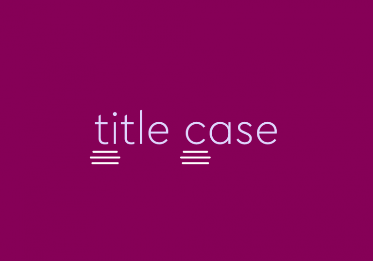 purple background with lighter text "title case"