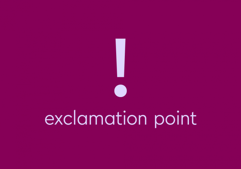 exclamation point character, with text: "exclamation point"