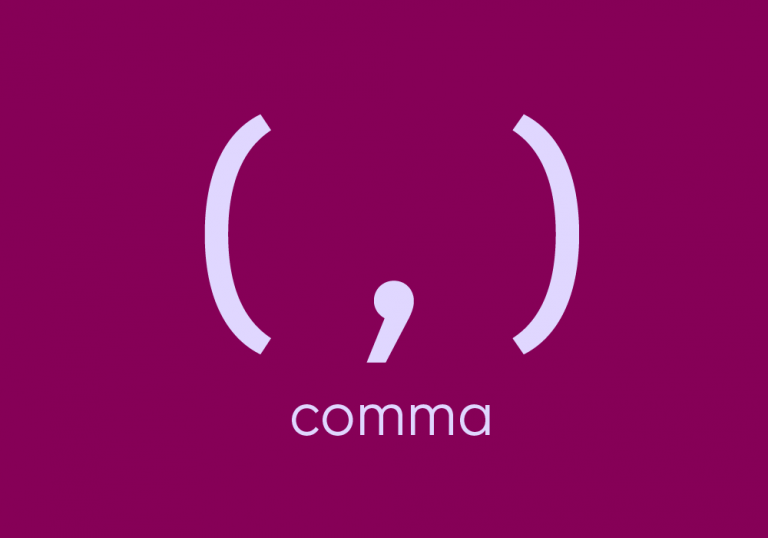 comma between two parentheses, with text: "comma"