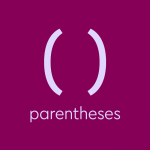 light purple text on dark purple background: parentheses symbols, with text: “parentheses”