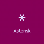 asterisk symbol with light purple text below it on dark purple background: "Asterisk"