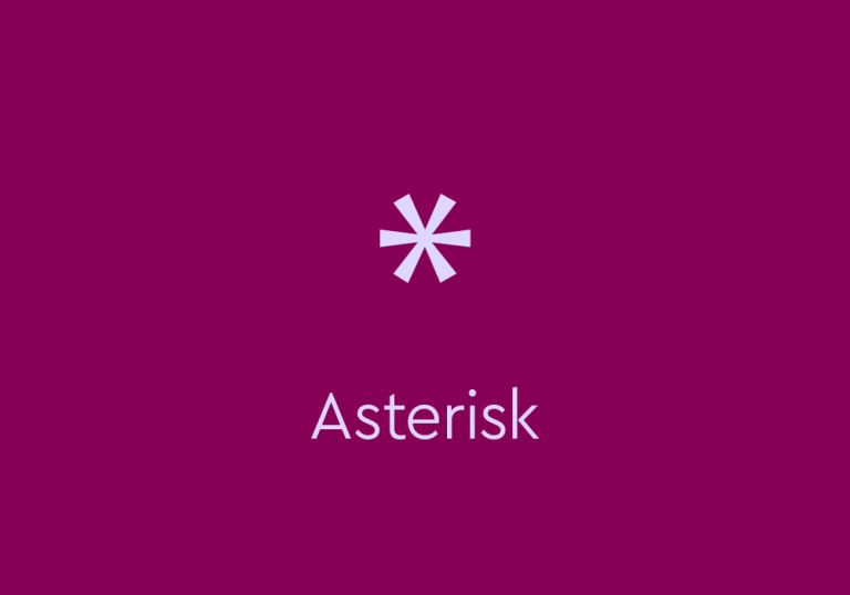 asterisk symbol with light purple text below it on dark purple background: "Asterisk"