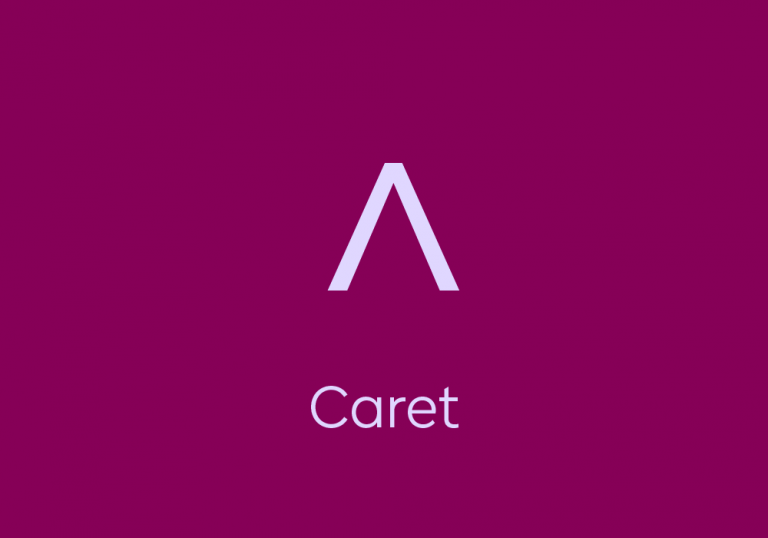 light purple text on dark purple background: “Caret” with a caret symbol above text.