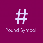 light purple text on dark purple background: "Pound Symbol" with pound symbol above text.