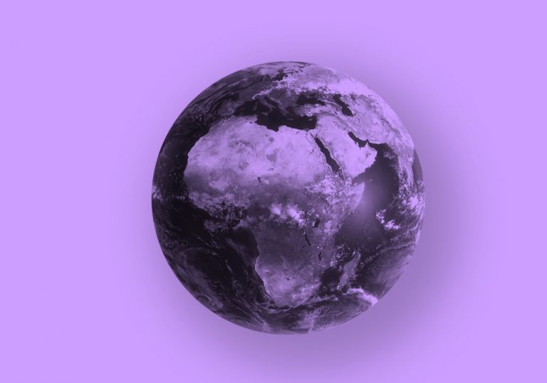 Image of Earth (showing African continent) from space, in blue filter.