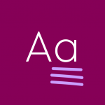 white text on dark purple background "Aa"