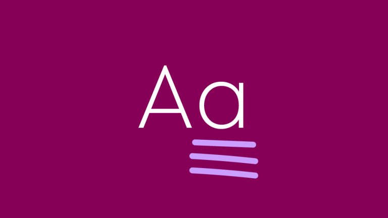 white text on dark purple background "Aa"