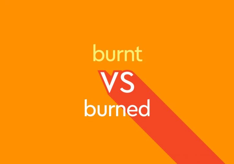 burnt vs burned yellow text on orange background