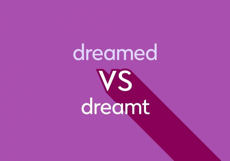 dreamed vs dreamt light purple text on dark purple background