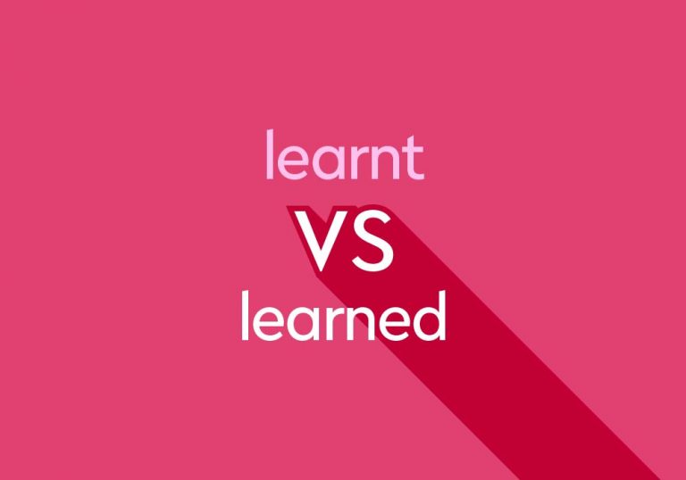 learnt vs learned pink text on dark pink background