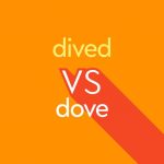 light orange text dived vs dove on dark orange background