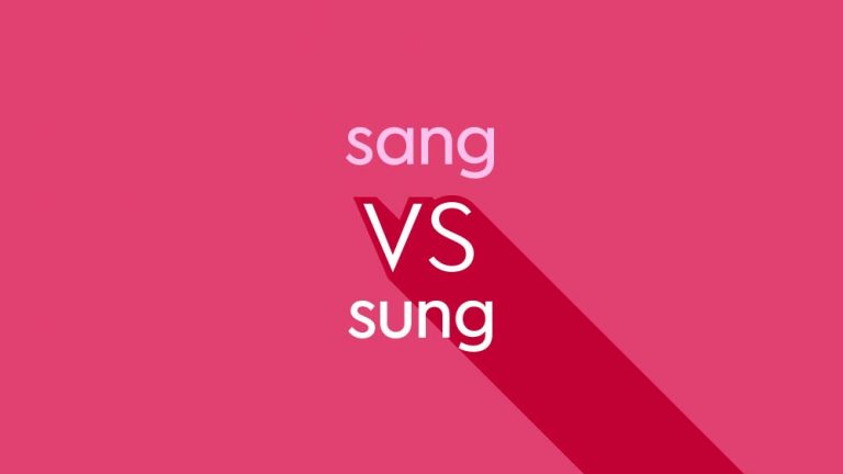light pink text sang vs sung on dark pink background
