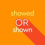 yellow text showed or shown on orange background