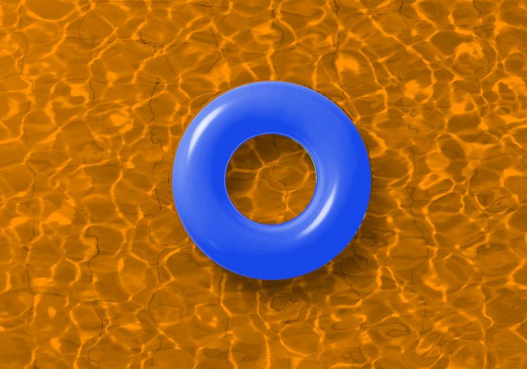 blue floaty in pool
