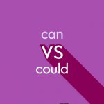 light purple text "can vs could" on dark purple background with shadow