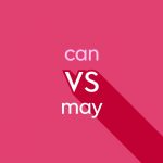 light pink text "can vs may" on dark pink background with shadow