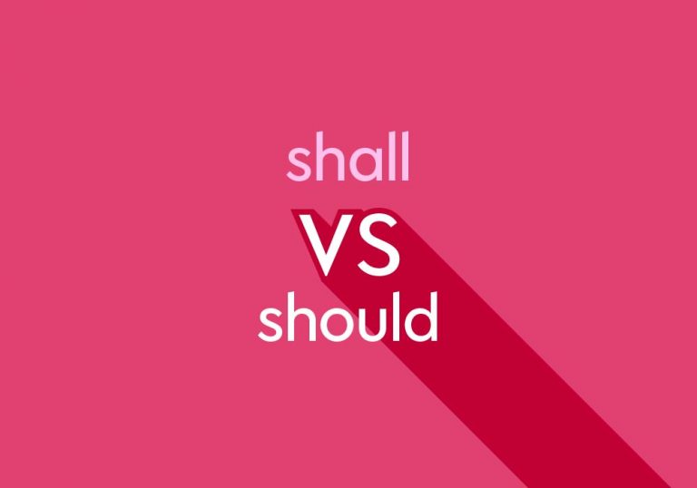 light pink text "shall vs should" on dark pink background