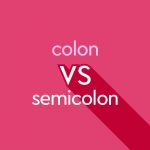 light pink text "colon vs semicolon" on dark pink background