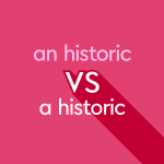 light pink text "an historic vs a historic" on pink background