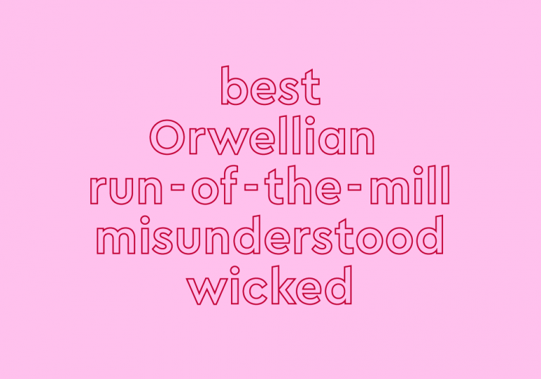 trending words treatment of adjectives on pink background