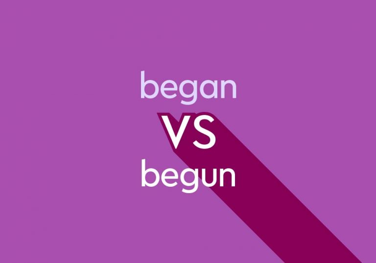light purple text "began vs begun" on dark purple background