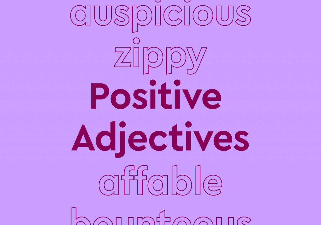 trending word treatment, positive adjectives, purple