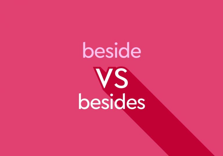 light pink and white text "beside vs besides" on pink background