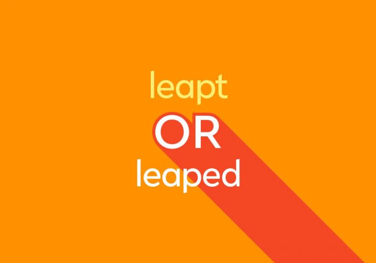 orange text "leapt or leaped" orange background