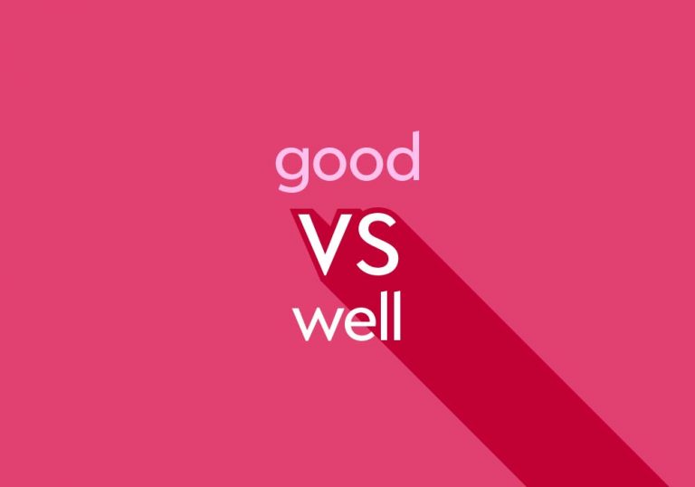 light pink text "good vs well" pink background
