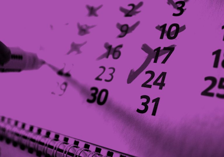 calendar view, purple filter