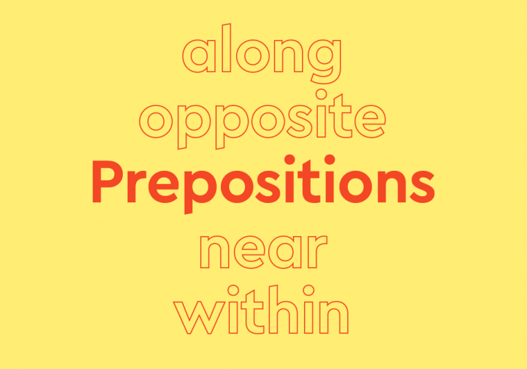 list of prepositions, trending words treatment, orange text yellow background