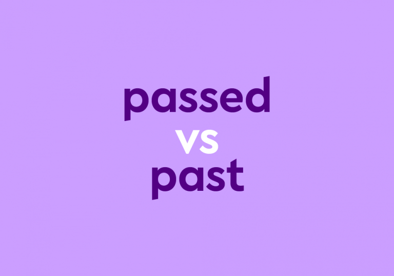 dark purple text "passed vs past" purple background