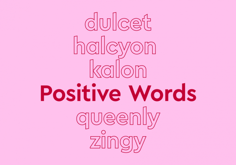positive words, trending words; pink