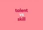 red text "talent vs skill" light red background
