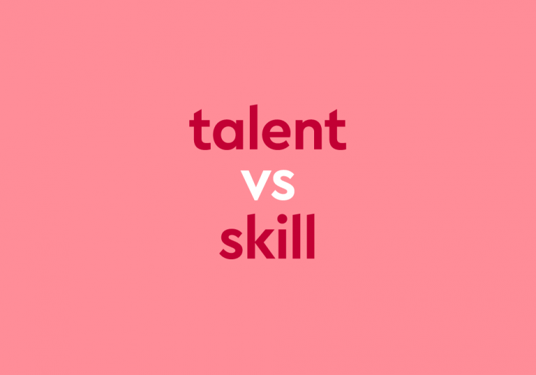 red text "talent vs skill" light red background