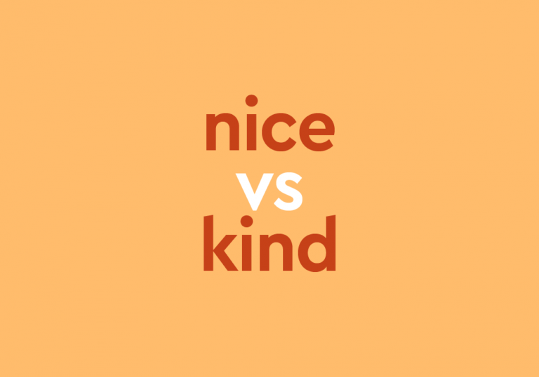 dark orange text "nice vs kind" orange background