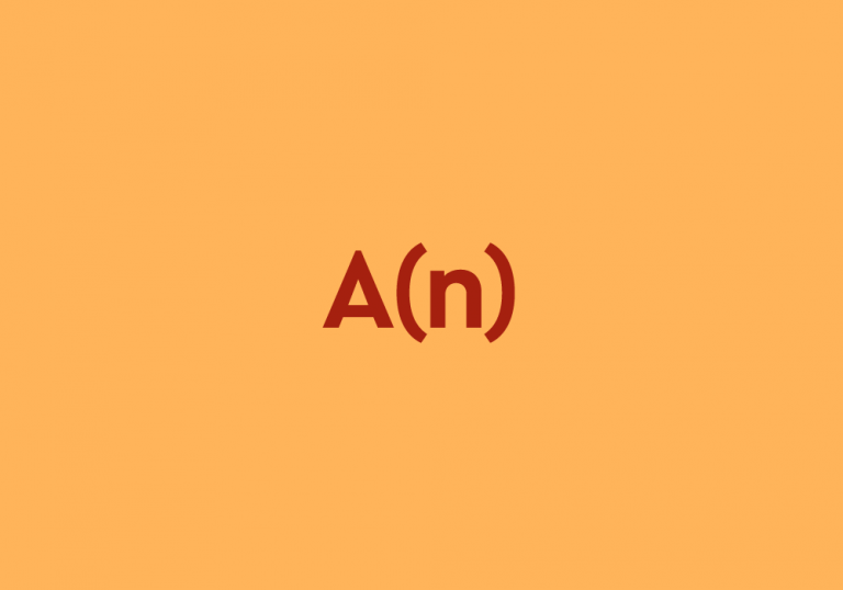 dark orange text "A(n)" orange background