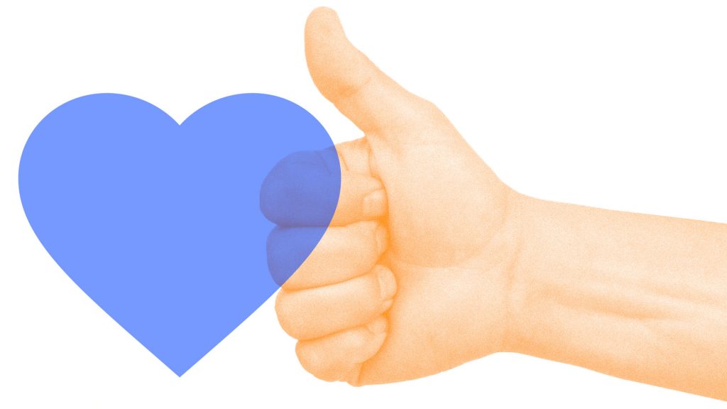 thumbs up blue heart
